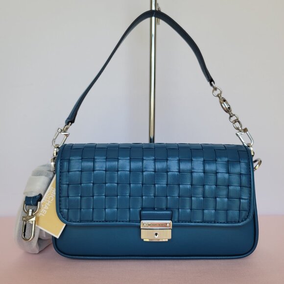 MICHAEL KORS Bradshaw Woven Smooth Leather Convertible Bag- Deep M.🎈⭐SALE $175. - Picture 6 of 16